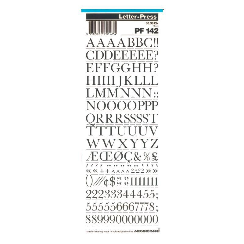 Mecanorma Harfler Transfer Şablon Letraset PF 142 10 mm Mecanorma Harfler Transfer Şablon Letraset PF 142 10 mm