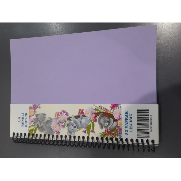 ZK A5 Çizgisiz Defter  5 renk  Spiralli 80 YP