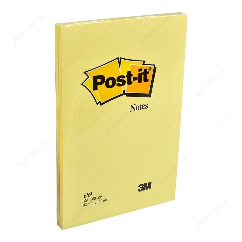 Post-it 659 Yapışkanlı Not Kağıdı Sarı Büyük Boy 100 YP 102X152