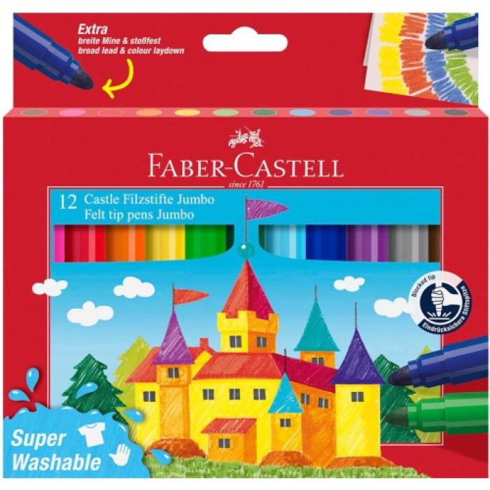 Faber-Castell SüperWashable Keçeli Kalem Jumbo 12 Renk
