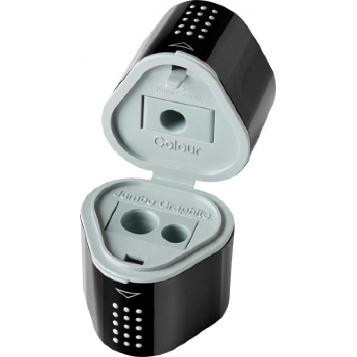 Faber-Castell Otomatik Kapaklı Grip 2001 Plastik Çift Bıçaklı Büyük Boy Hazneli Siyah 28 38 99