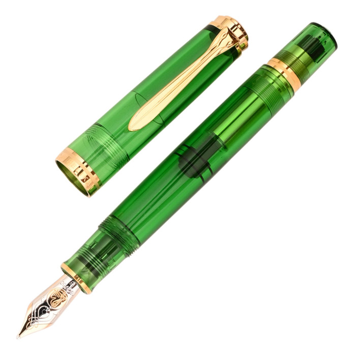 Pelikan M 800 Dolma Kalem M- Uç 14 Ayar Altın Kaplama Uç Green Demonstrator