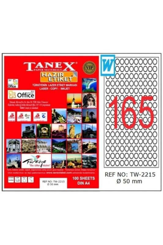Tanex Lazer Etiket 100 YP 16500 LÜ 15 MM Laser-Copy-Inkjet Yuvarlak TW-2215