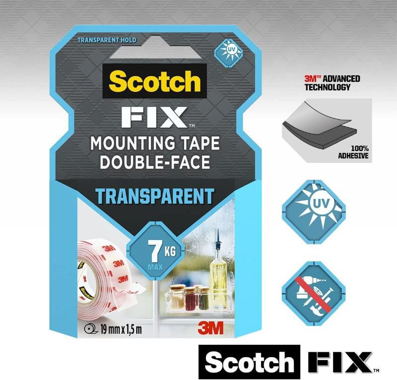 Scotch Çift Taraflı Bant Fix Transparent 19mm X 1.5 m 4004