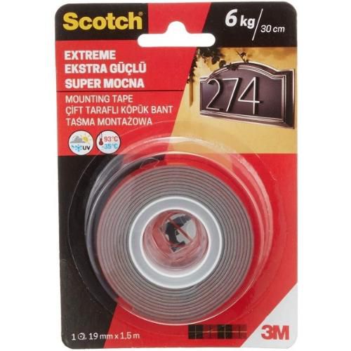 Scotch Çift Taraflı Bant Ekstra Güçlü Silikon Rulo 19MMX15M 4002