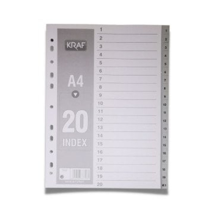 Kraf Seperatör 1-20 Rakamlı Plastik A4 1020 Kraf Seperatör 1-20 Rakamlı Plastik A4 1020