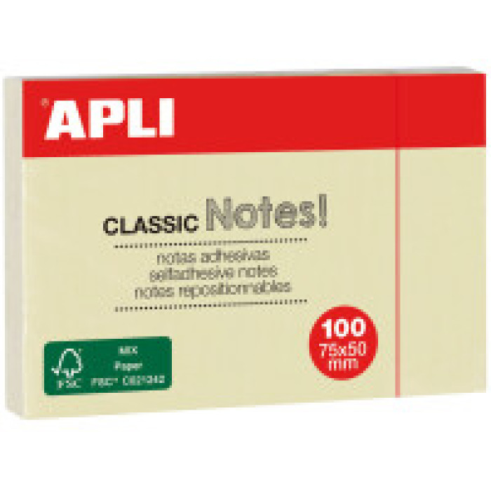 Apli 10971 Yapışkanlı Not Kağıdı 75x50 mm Apli 10971 Yapışkanlı Not Kağıdı 75x50 mm