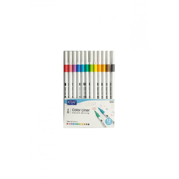 Kraf Color Liner 0,5 mm 12 Renk Plastik Kutulu 444