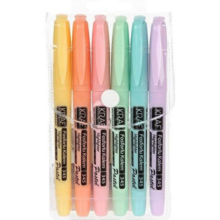 Kraf Fosforlu Kalem 6 pastel renk Kalem Tipi 6 LI 345 Kraf Fosforlu Kalem 6 pastel renk Kalem Tipi 6 LI 345