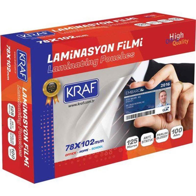 Kraf Laminasyon Filmi 78x102 mm Parlak 125 Micron 100 LÜ