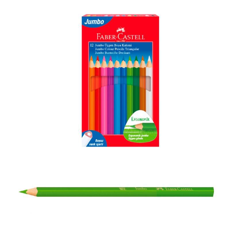 Faber Castell Kuru Boya Karton Kutu Jumbo Üçgen 12 Renk 11 66 16