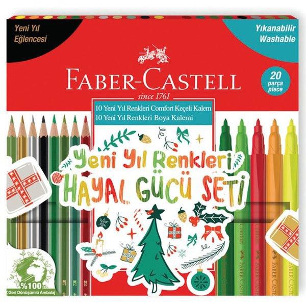 Faber Castell Kuruboya+Keçeli Kalemler Yıkanabilir Yeni Yıl Eğlencesi 20 Parça
