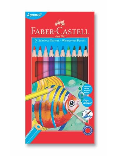 Faber Castell Sulu Kuru Boya Red Line Karton Kutu Tam Boy Aquarell 12 Lİ Fırça Hediyeli 5171 110622