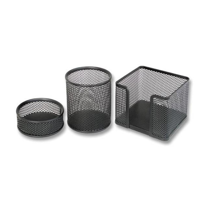 Mas Bion 9302 Masa Seti Ataşlık-Kağıtlık-Kalemlik 3 LÜ Metal Perforeli Siyah Mas Bion 9302 Masa Seti Ataşlık-Kağıtlık-Kalemlik 3 LÜ Metal Perforeli Siyah