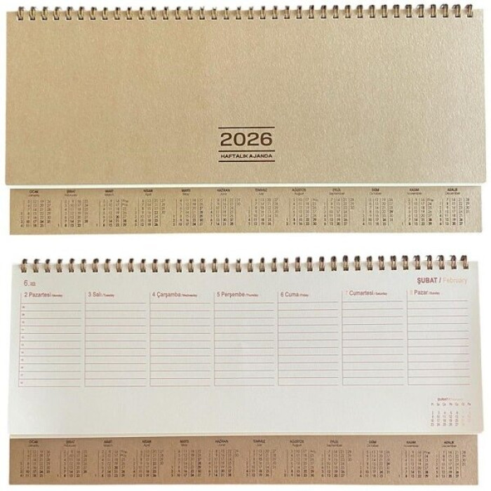 Keskin Color AJ-82 12X33 Karton Kapak kraft Haftalık Ajanda Spiralli Keskin Color AJ-82 12X33 Karton Kapak kraft Haftalık Ajanda Spiralli