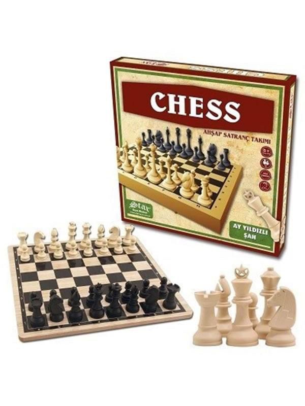 Star Chess Satranç Set Ahşap Tabla Plastik Taşlar 1050859