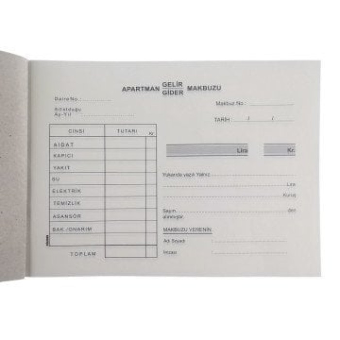 DİLMAN APARTMAN MAKBUZU 250  2 nüsha  OTOKOPİLİ 
