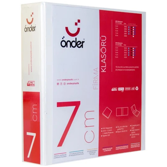 Önder Sunum Klasörü 2 Halkalı Sırt Genişliği 7 cm Beyaz 20075 Önder Sunum Klasörü 2 Halkalı Sırt Genişliği 7 cm Beyaz 20075