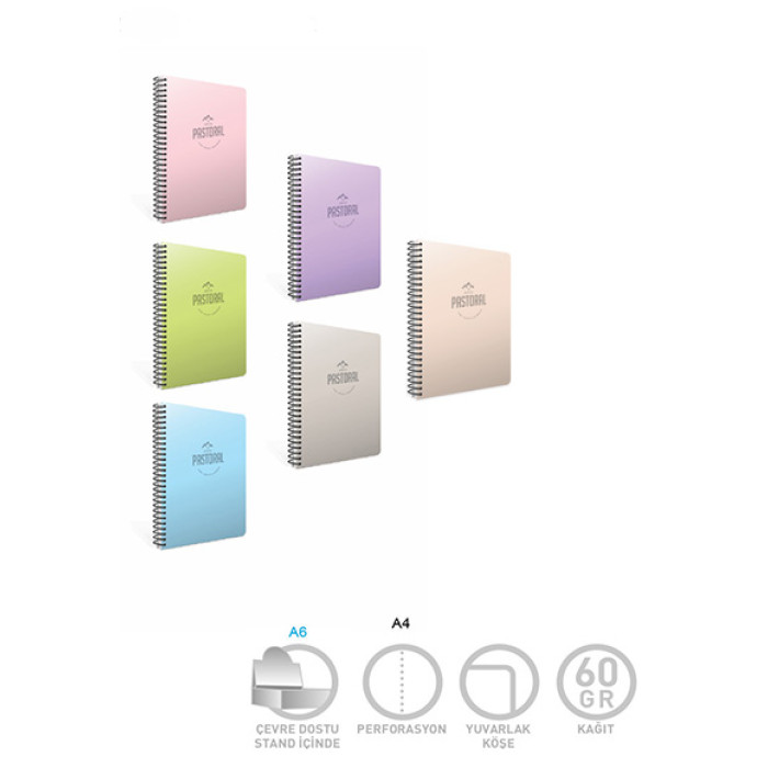 Gıpta Spiralli Defter A5 96 YP Çizgisiz PASTORAL Gıpta Spiralli Defter A5 96 YP Çizgisiz PASTORAL