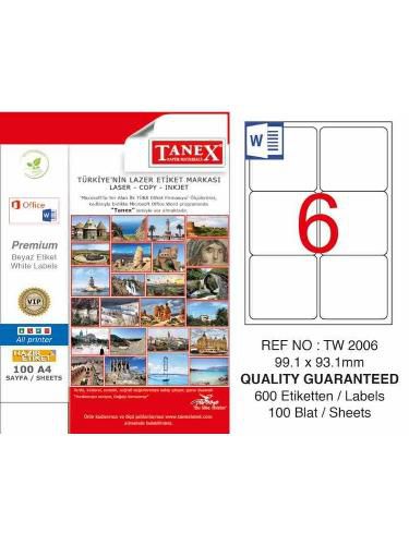 Tanex Lazer Etiket 100 YP 600 LÜ 99.1X93.1 Laser Copy Inkjet TW 2006