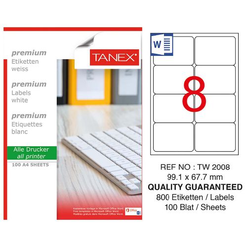 Tanex Lazer Etiket 100 YP 800 LÜ 99.1X67.7 Laser Copy Inkjet TW 2008