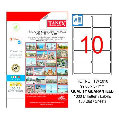 Tanex Lazer Etiket 100 YP 1000 Lİ 99.1X57 Laser Copy Inkjet TW 2010