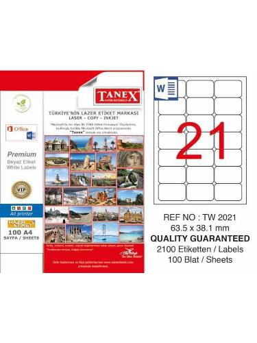 Tanex Lazer Etiket 63.5X38.1 Laser Copy Inkjet TW 2021