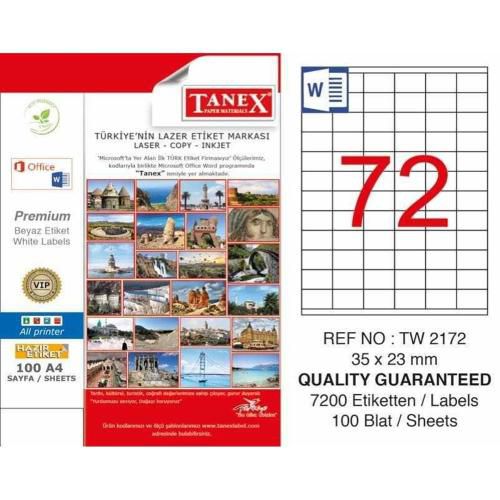 TANEX TW 2172 35 mm x 23 mm 100 SAYFA LAZER