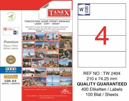 Tanex Lazer Etiket 100 YP 100 LÜ 210X74.25 Laser-Copy-Inkjet TW-2404