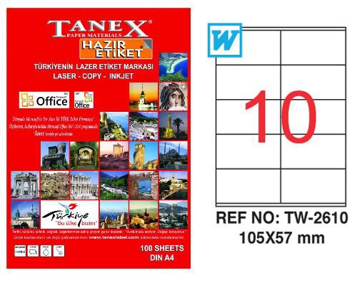 Tanex Lazer Etiket 100 YP 1000 Lİ 105X57 Laser-Copy-Inkjet TW-2610