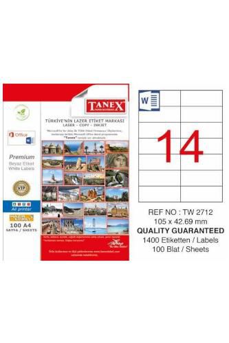 Tanex Lazer Etiket 100 YP 1400 LÜ 105X42.69 Laser-Copy-Inkjet TW-2712